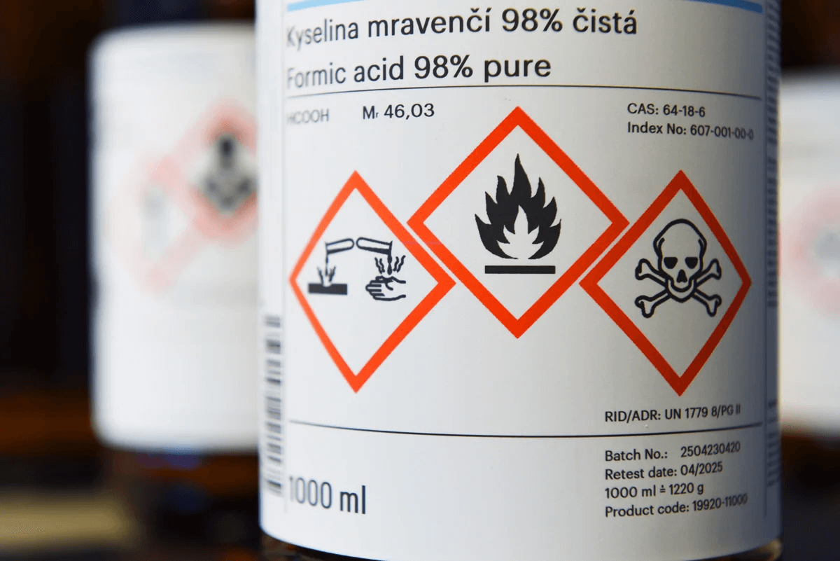 Image of chemical label that displays hazard information.